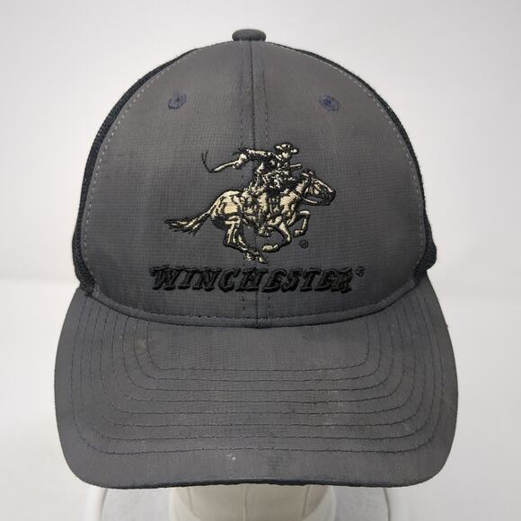 Winchester Snapback Trucker Hat Gray One Size Adjustable Embroidered Mesh Back - Picture 2 of 9